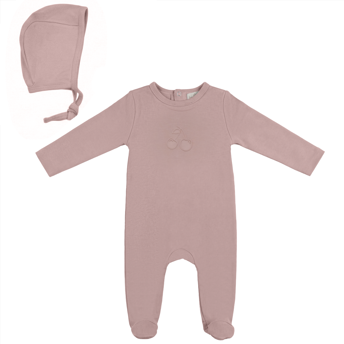 Bebe Bella Embossed Cherry Footie & Hat