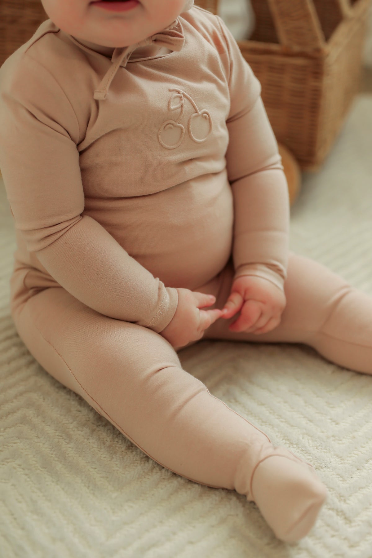 Bebe Bella Embossed Cherry Footie & Hat