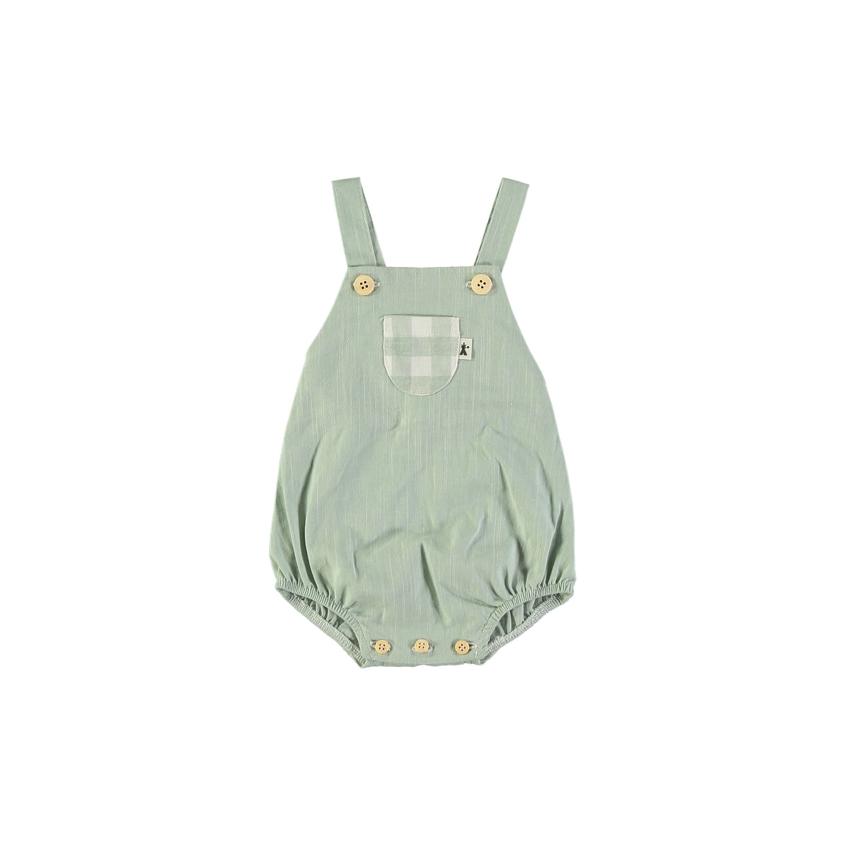 Petit Indi Mint Plaid Pocket Romper
