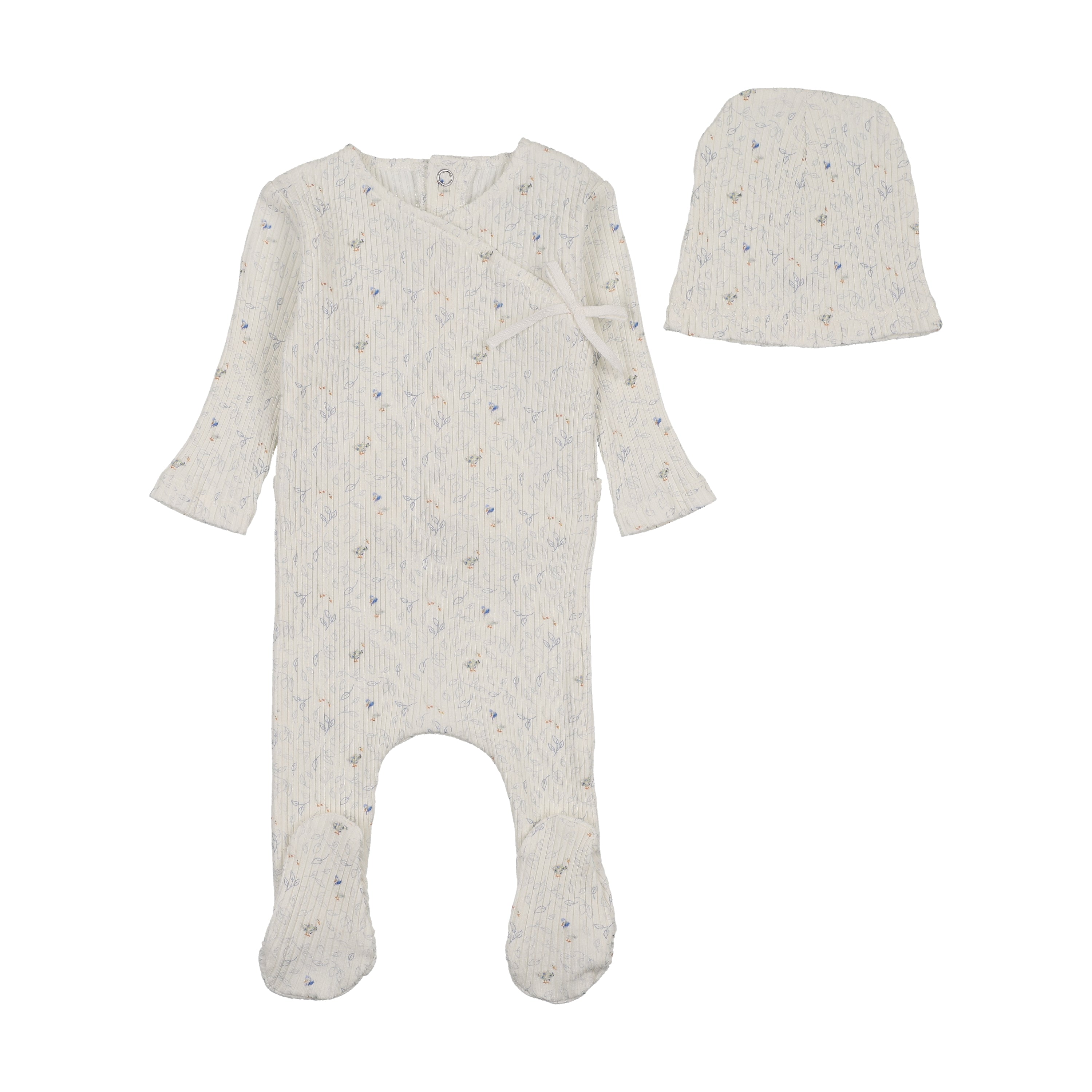 Bee & Dee Geese Wide Ribbed Footie & Beanie- Chalk White Boys