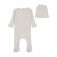 Bee & Dee Geese Wide Ribbed Footie & Beanie- Chalk White Boys