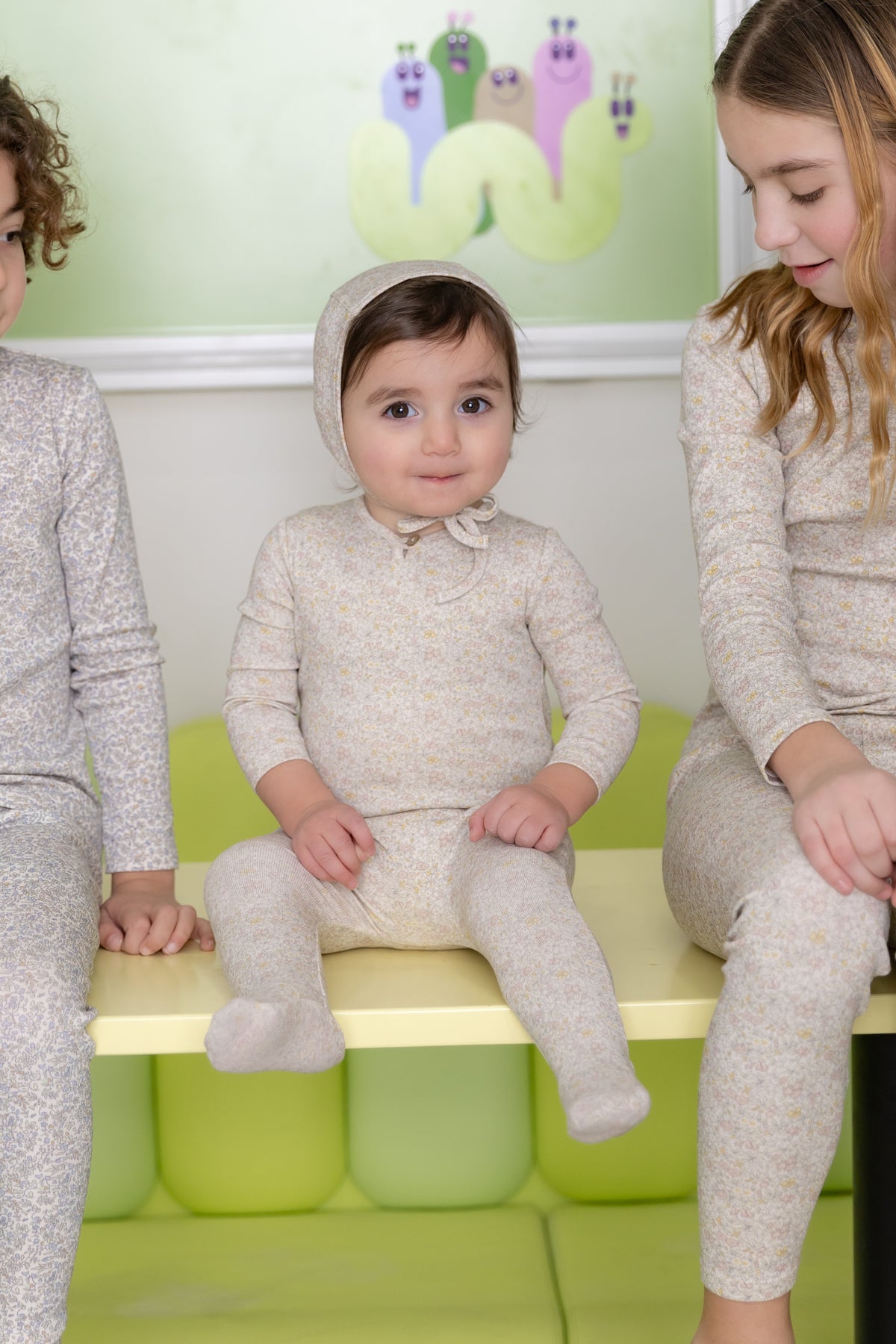 Bee & Dee All Over Print Footie & Beanie-Girls Print