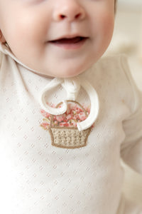 Bee & Dee Crochet Basket Footie & Bonnet - Chalk White Girls