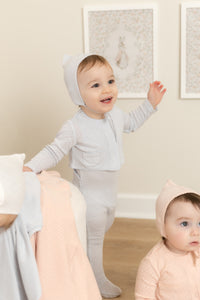 Bee & Dee Double Diamond Footie, Cardigan & Bonnet - Sky Blue