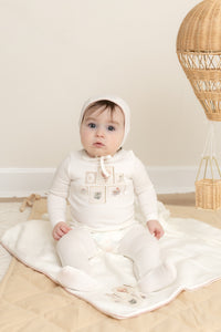 Bee & Dee Gallery Footie & Bonnet - Chalk White Girls
