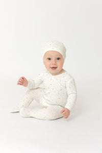 Bee & Dee Geese Wide Ribbed Footie & Beanie- Chalk White Boys
