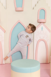 Bee & Dee Illustrated Image Top & Pants  -Crisp Blue
