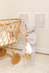Bee & Dee Pointelle Flowers Layette Set - Dusty Blue