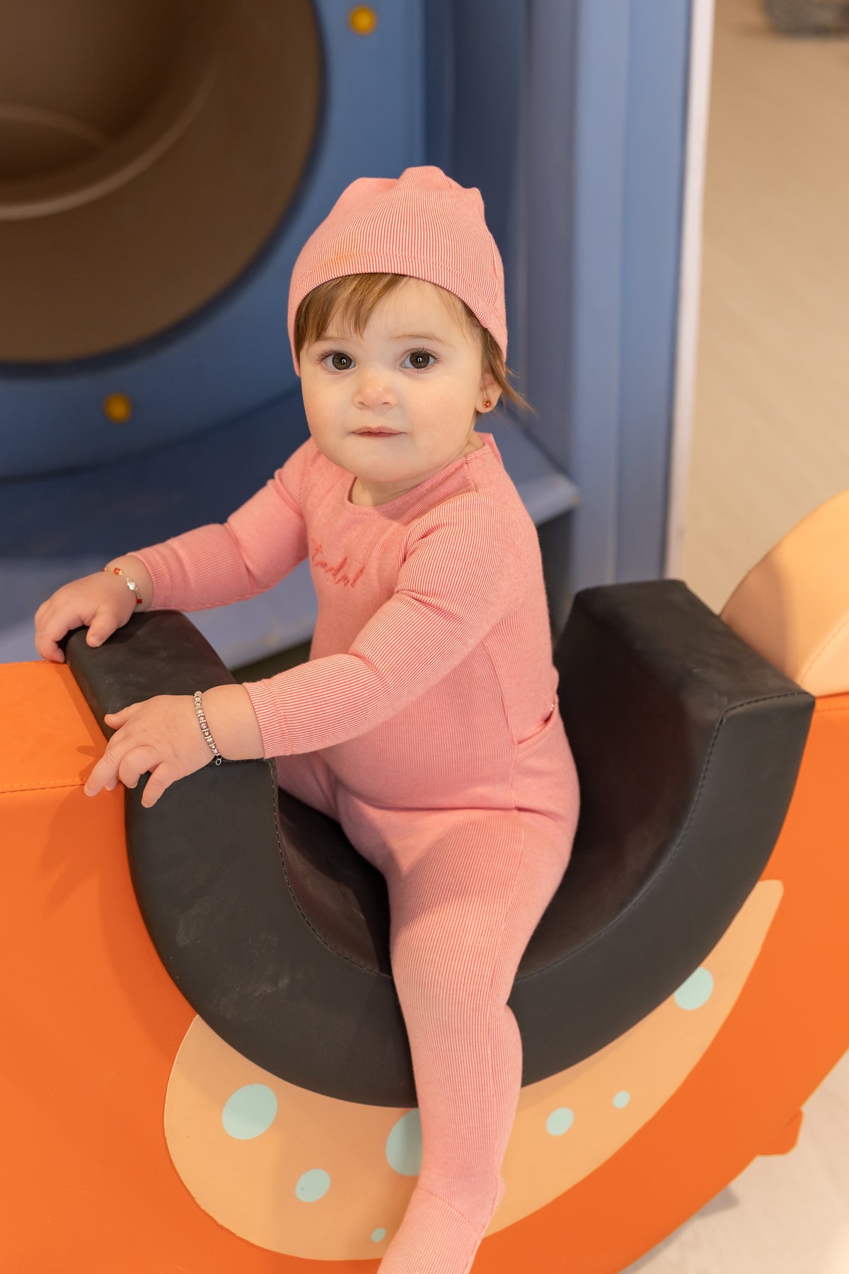 Bee & Dee Tada! Footie & Beanie- Bright Rose