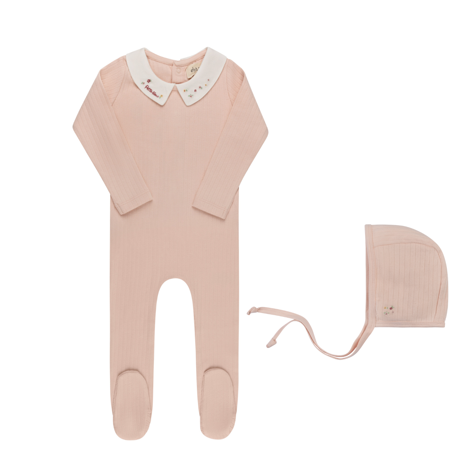 Elys & Co Floral Star Collar Footie & Bonnet - Pink