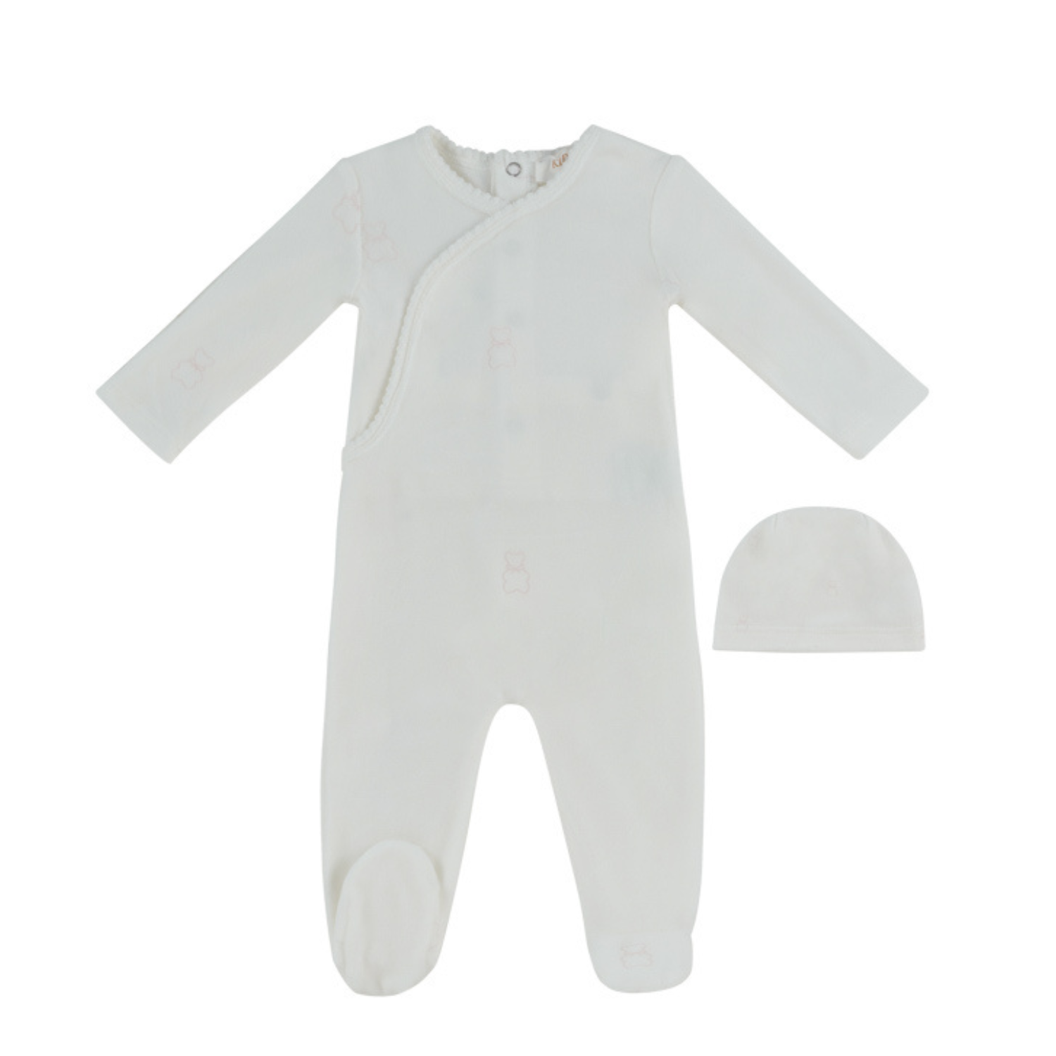 Kipp Petit Ours Pattern Footie & Hat - Pink