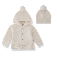 1 + In The Family Toulouse Cardigan & Beanie - Ecru