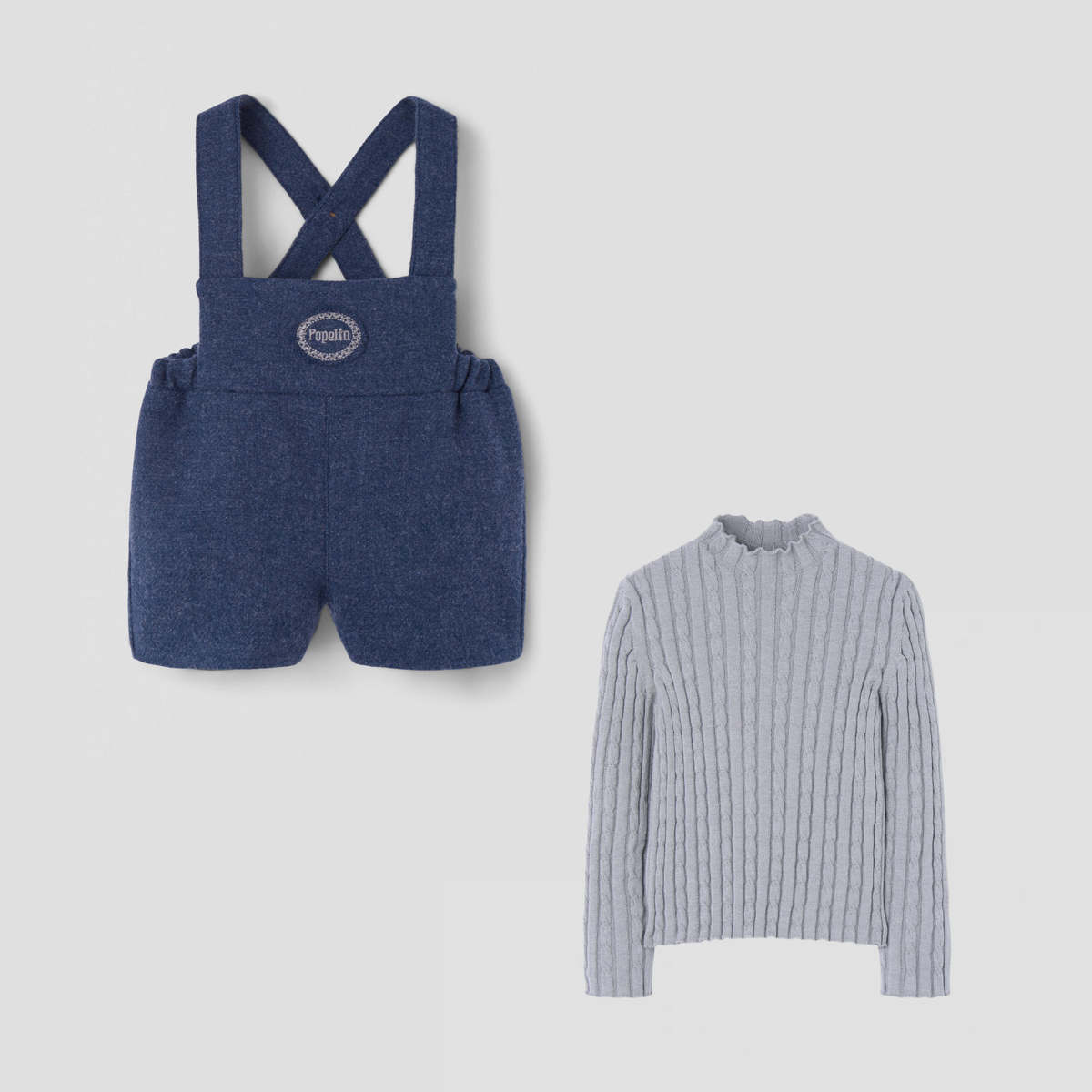 Popelin Blue Woollen Romper & Top