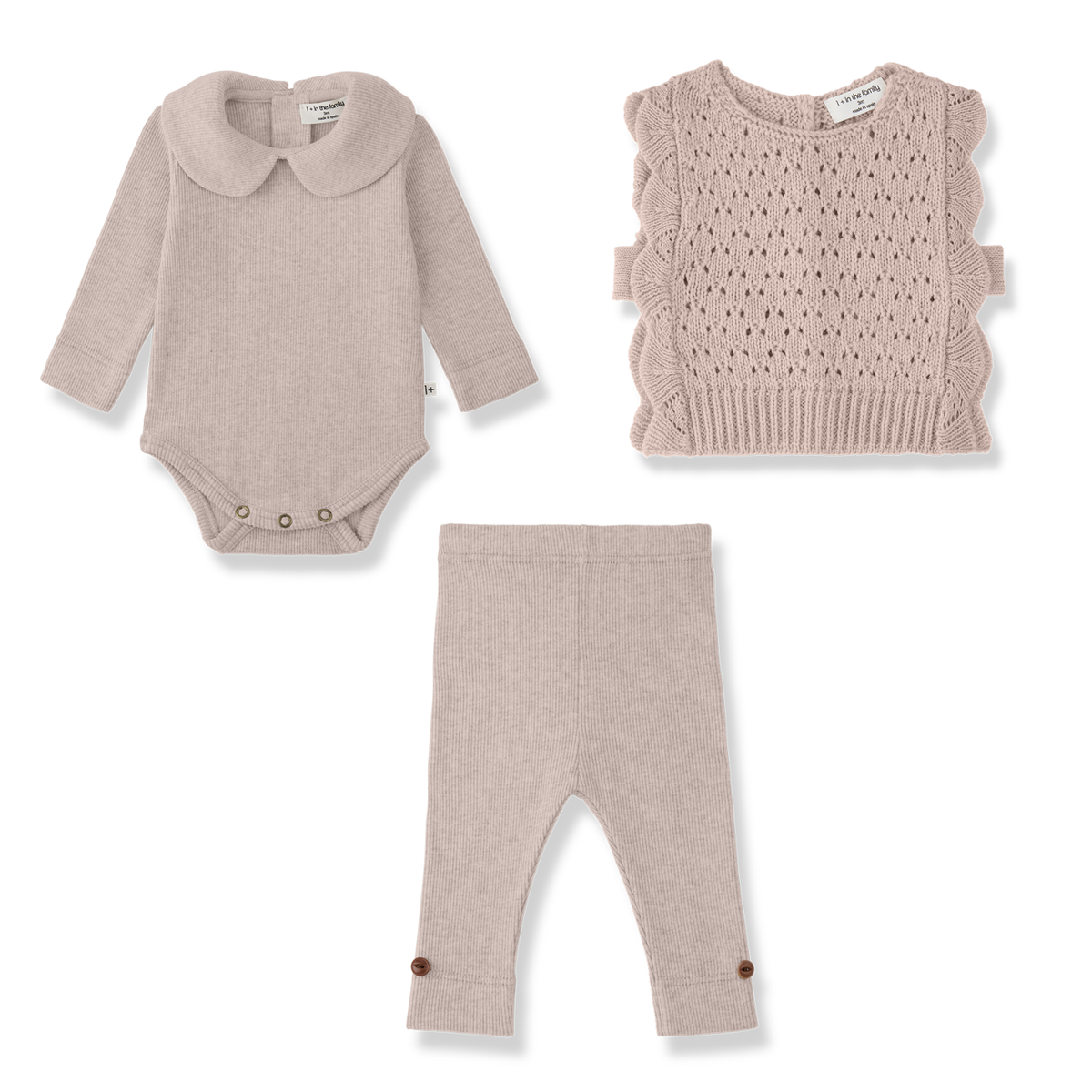 1 + In The Family Avellino Onesie, Vest & Leggings - Nude