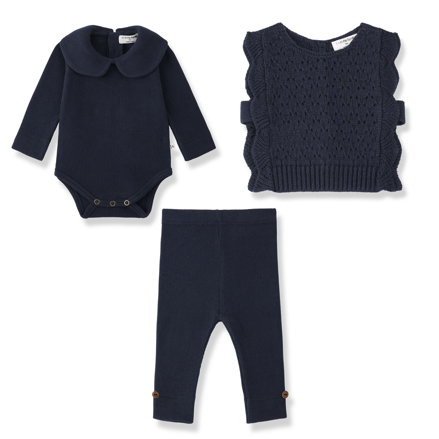 1 + In The Family Avellino Onesie, Vest & Leggings - Blue