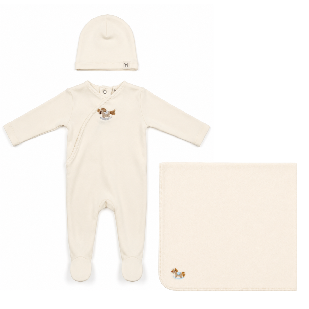 Bebe Bella Rolling Horse Velour Layette Set - Cream