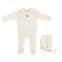 Bebe Organic Apple Collar Footie & Bonnet