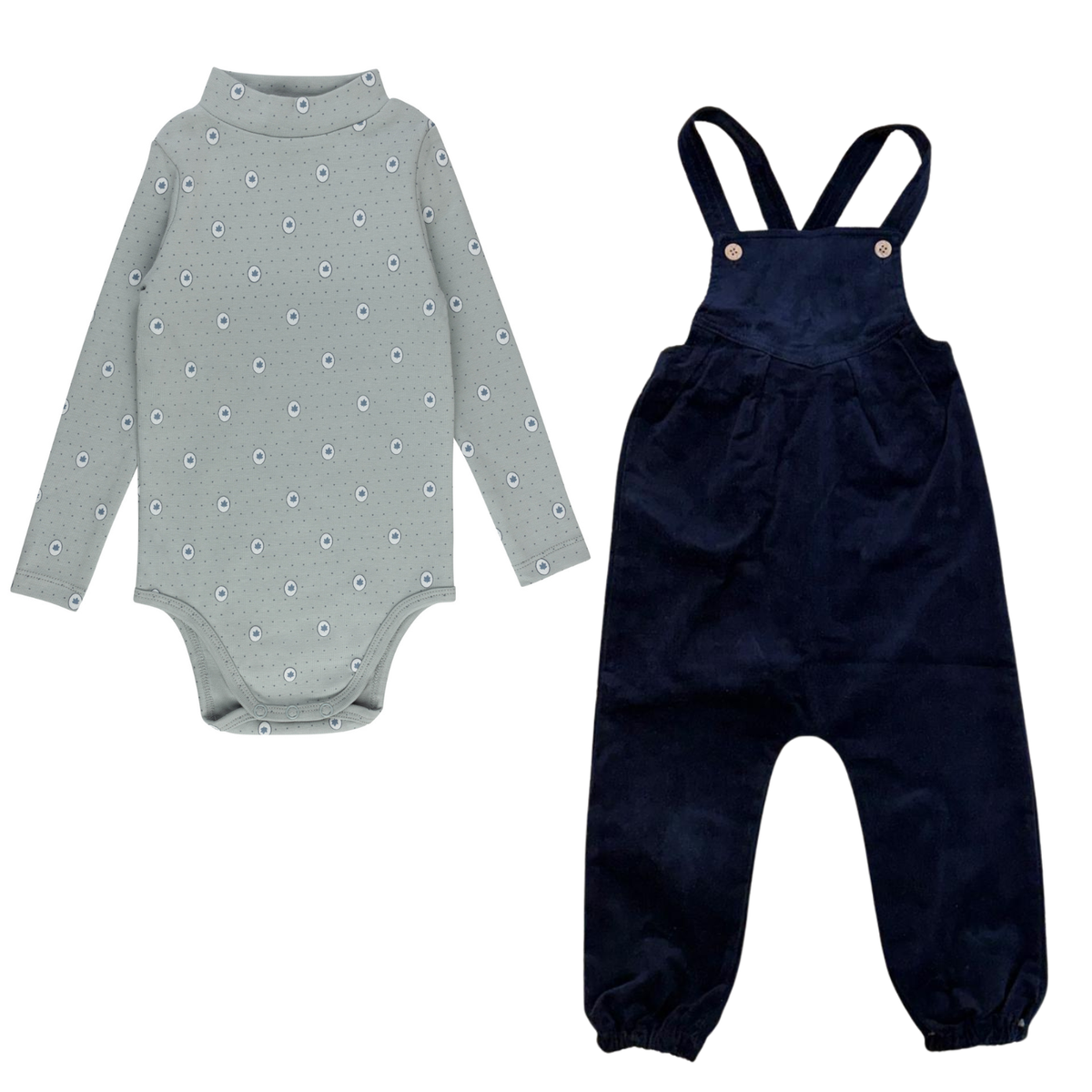 Elys & Co Floral Dot Onesie & Overalls - Blue