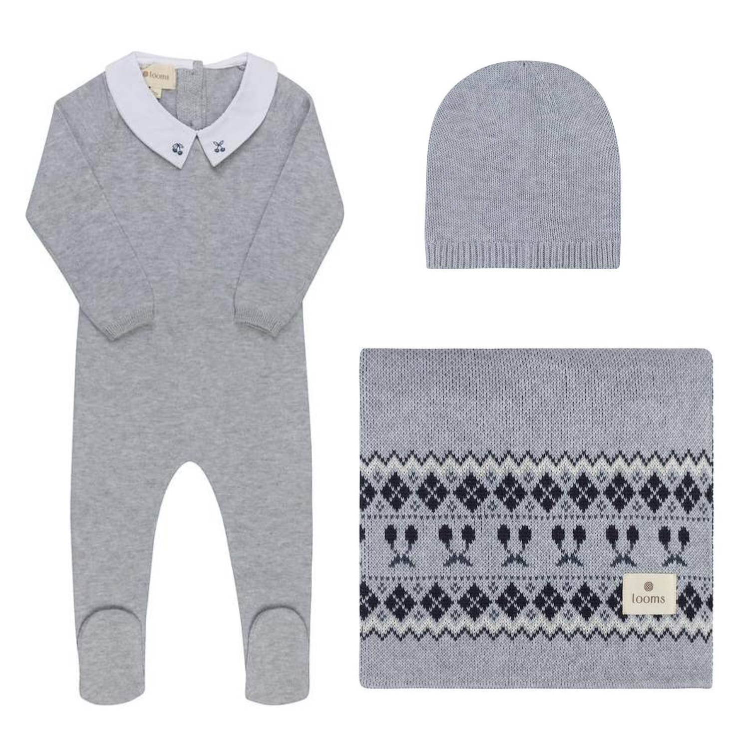 Looms Fair Isle Layette Set - Blue