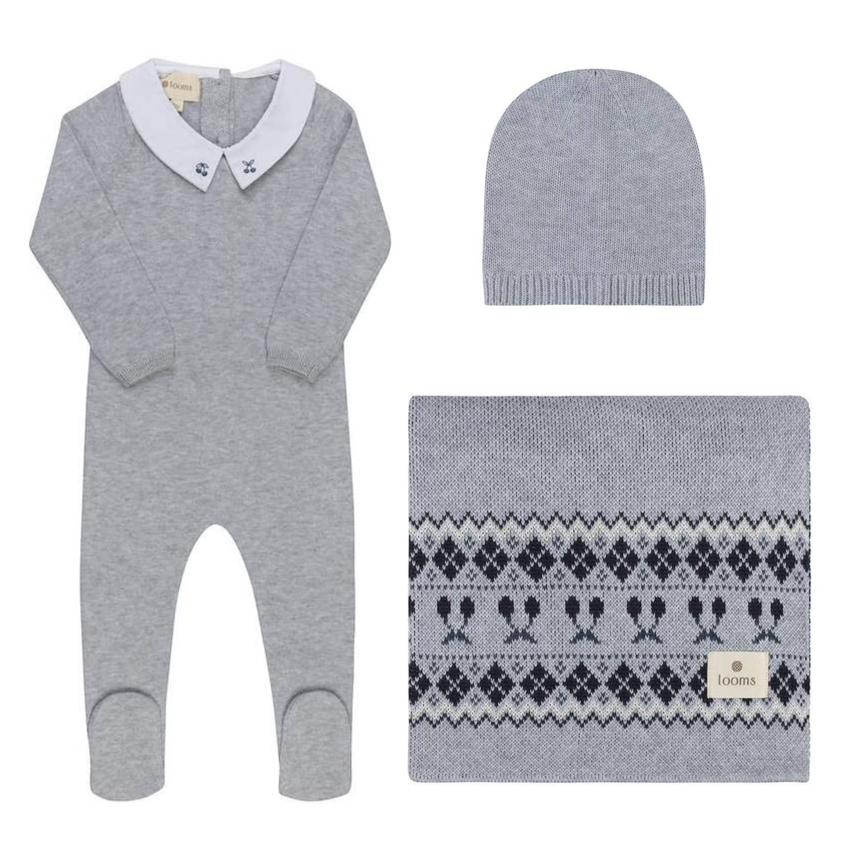 Looms Fair Isle Layette Set - Blue