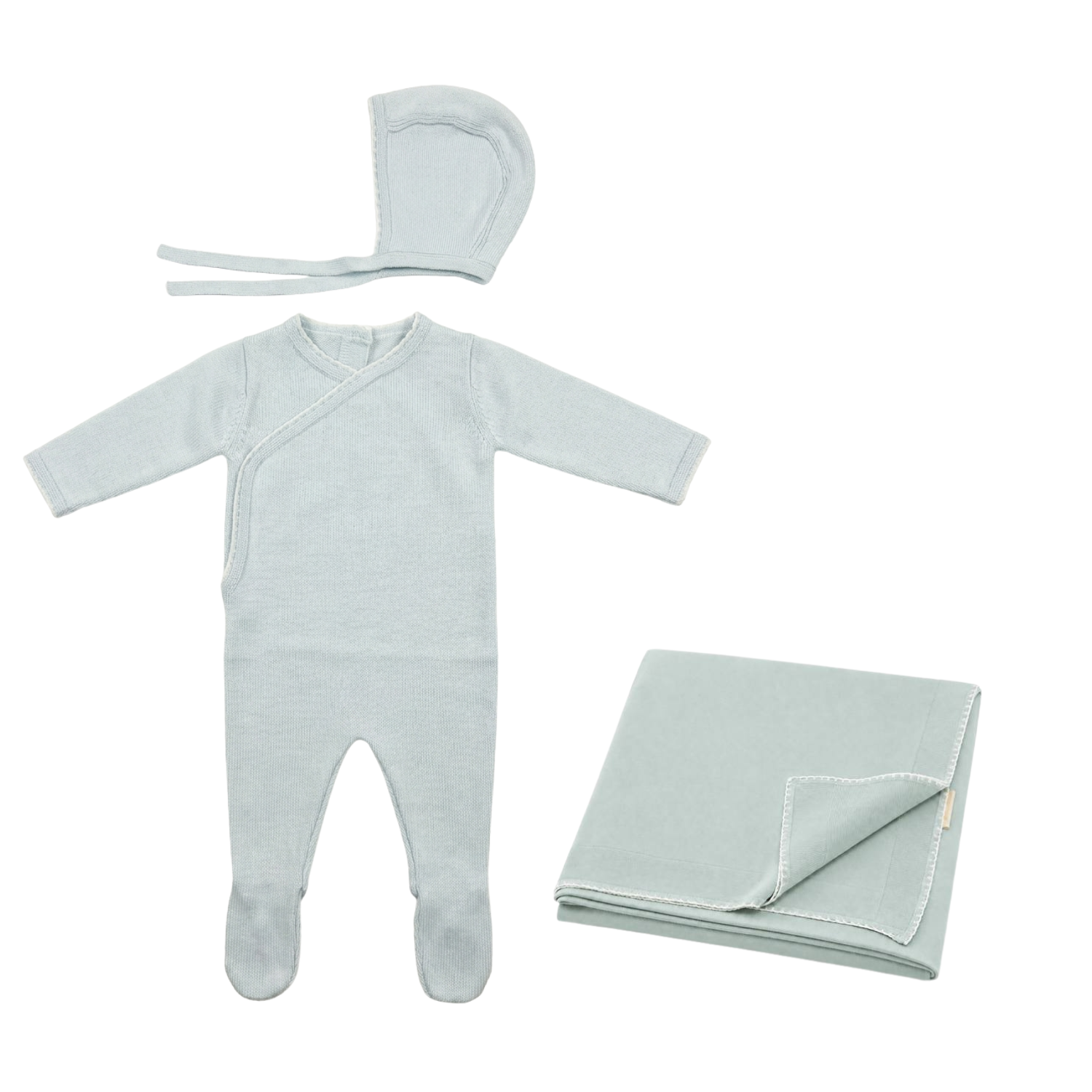 Bebe Bella Knit Mock Wrapover Layette Set - Blue