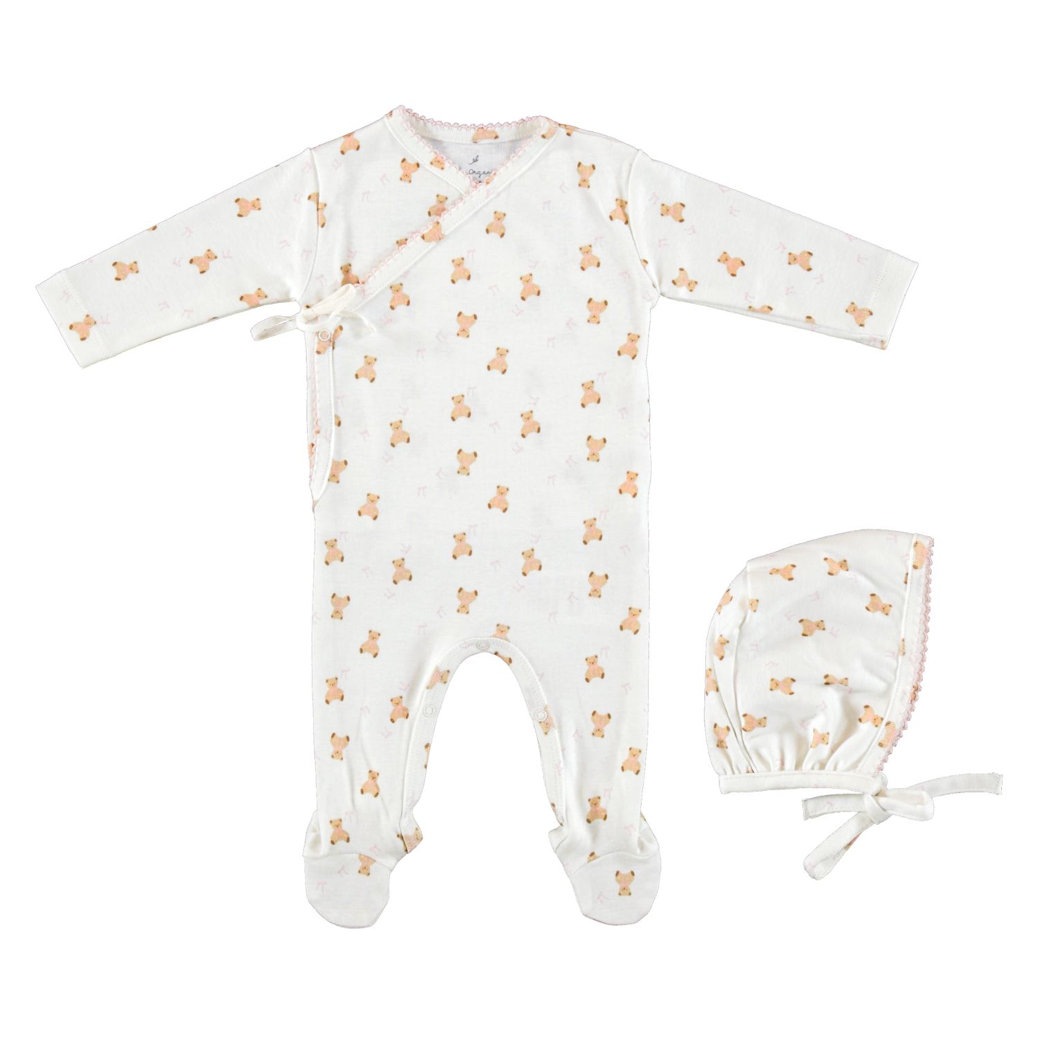 Bebe Organic Ted Wrap Footie & Bonnet -  Pink