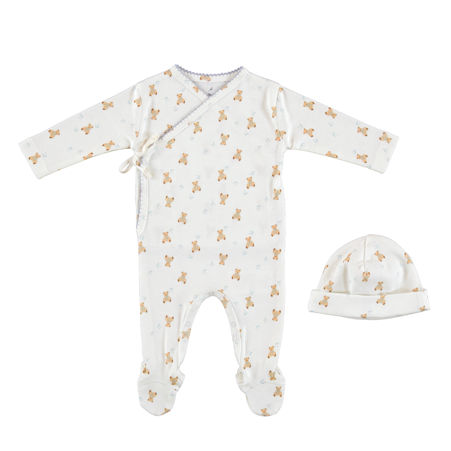 Bebe Organic Ted Wrap Footie & Hat -  Blue