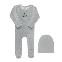 Elys & Co Stripe Footie & Beanie - Ivory Blue