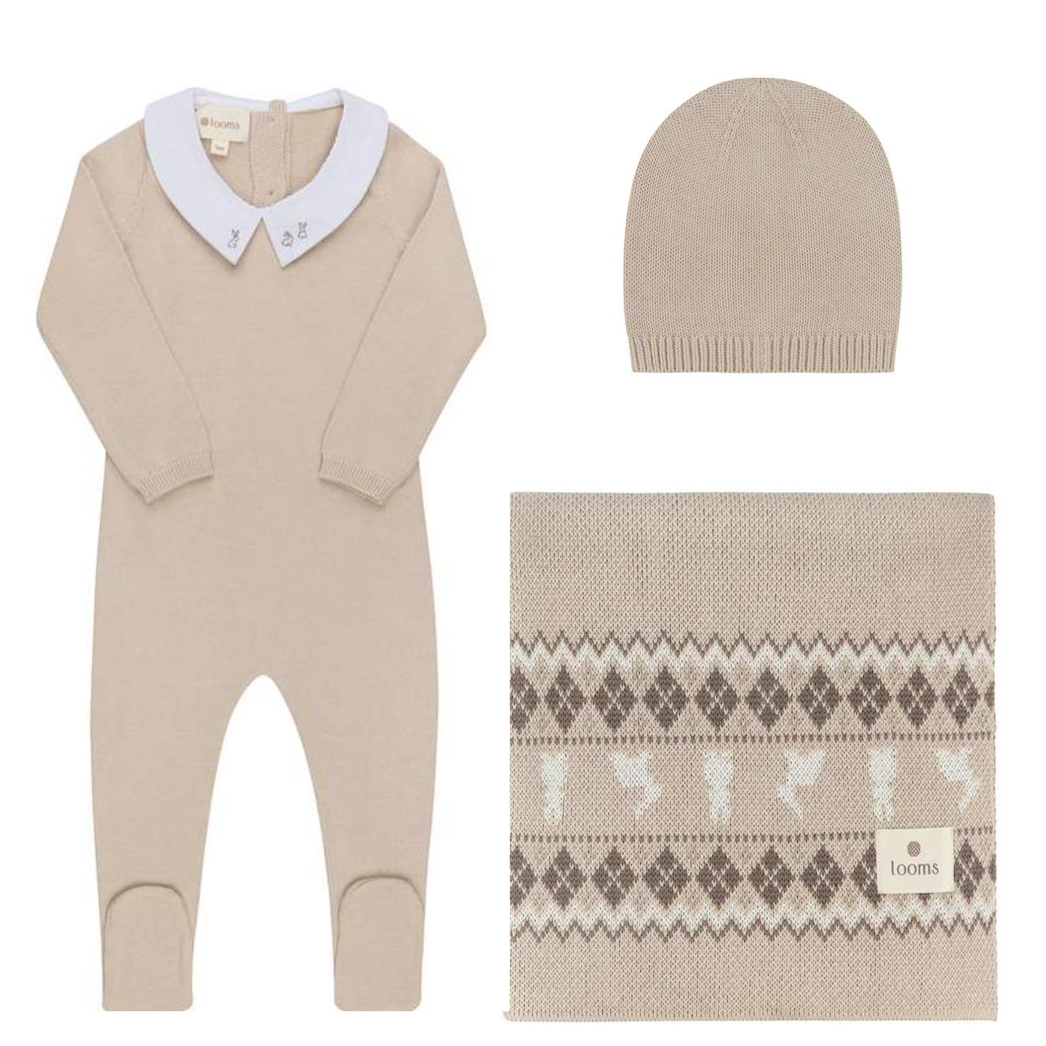 Looms Fair Isle Layette Set - Taupe