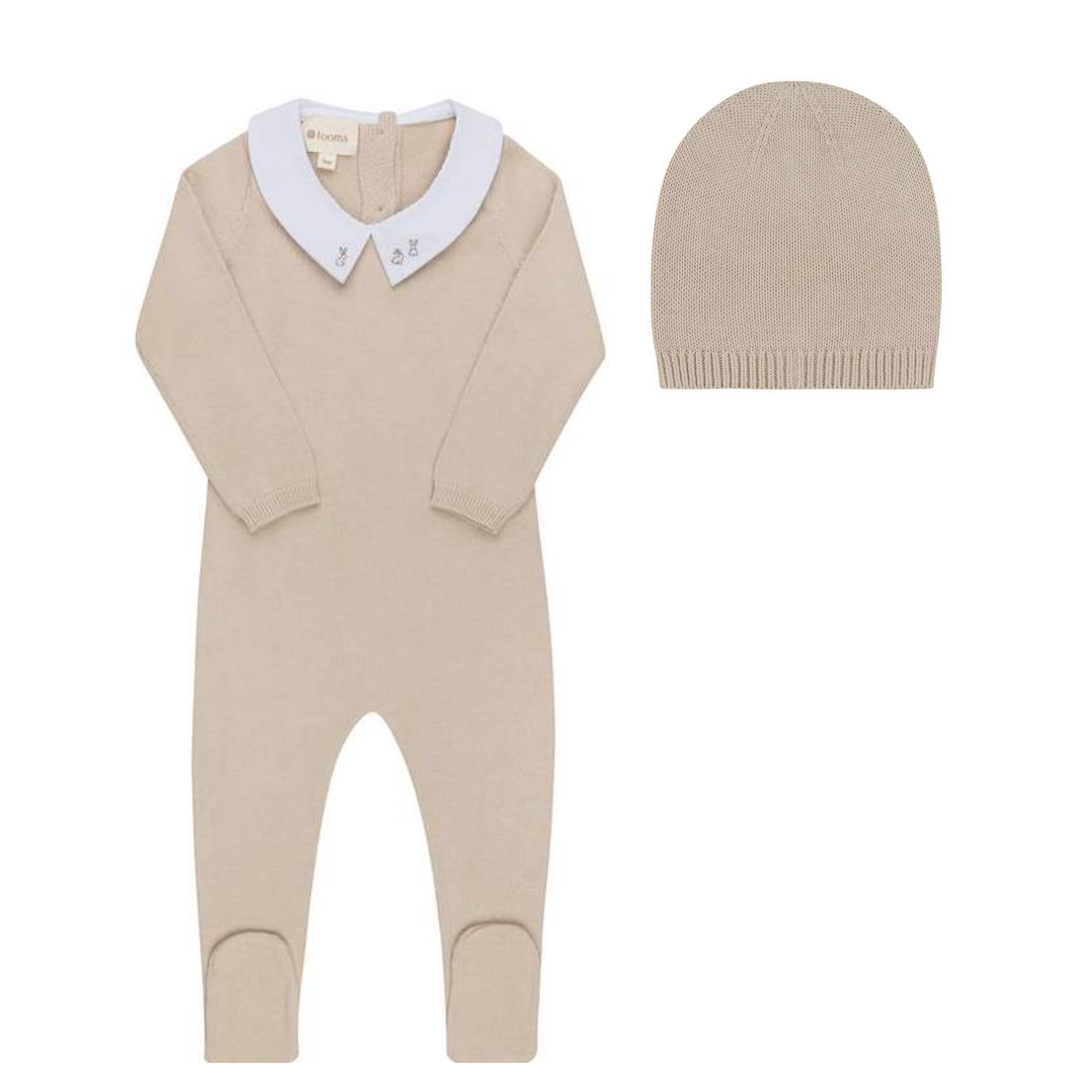Looms Fair Isle Footie & Beanie - Taupe