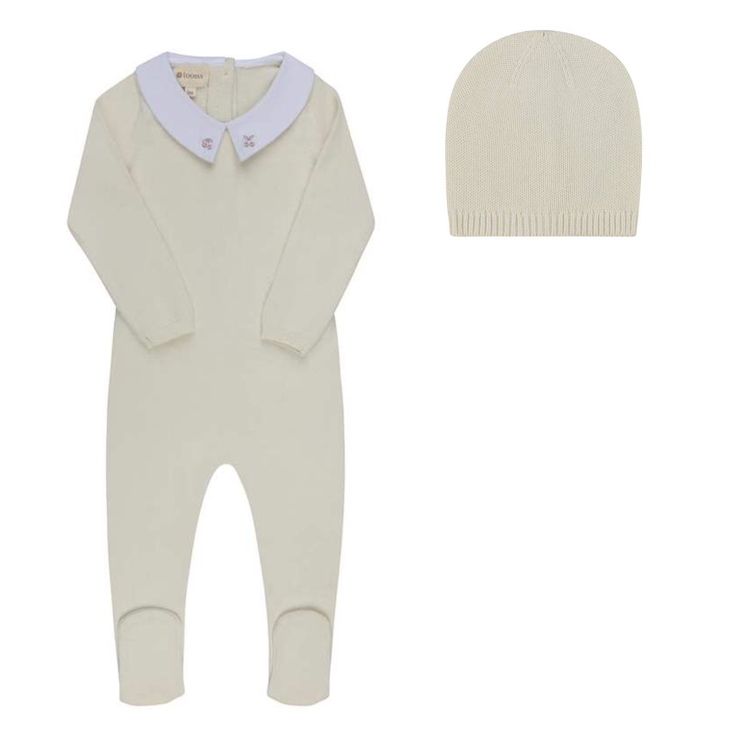 Looms Fair Isle Footie & Beanie - Ivory Mauve