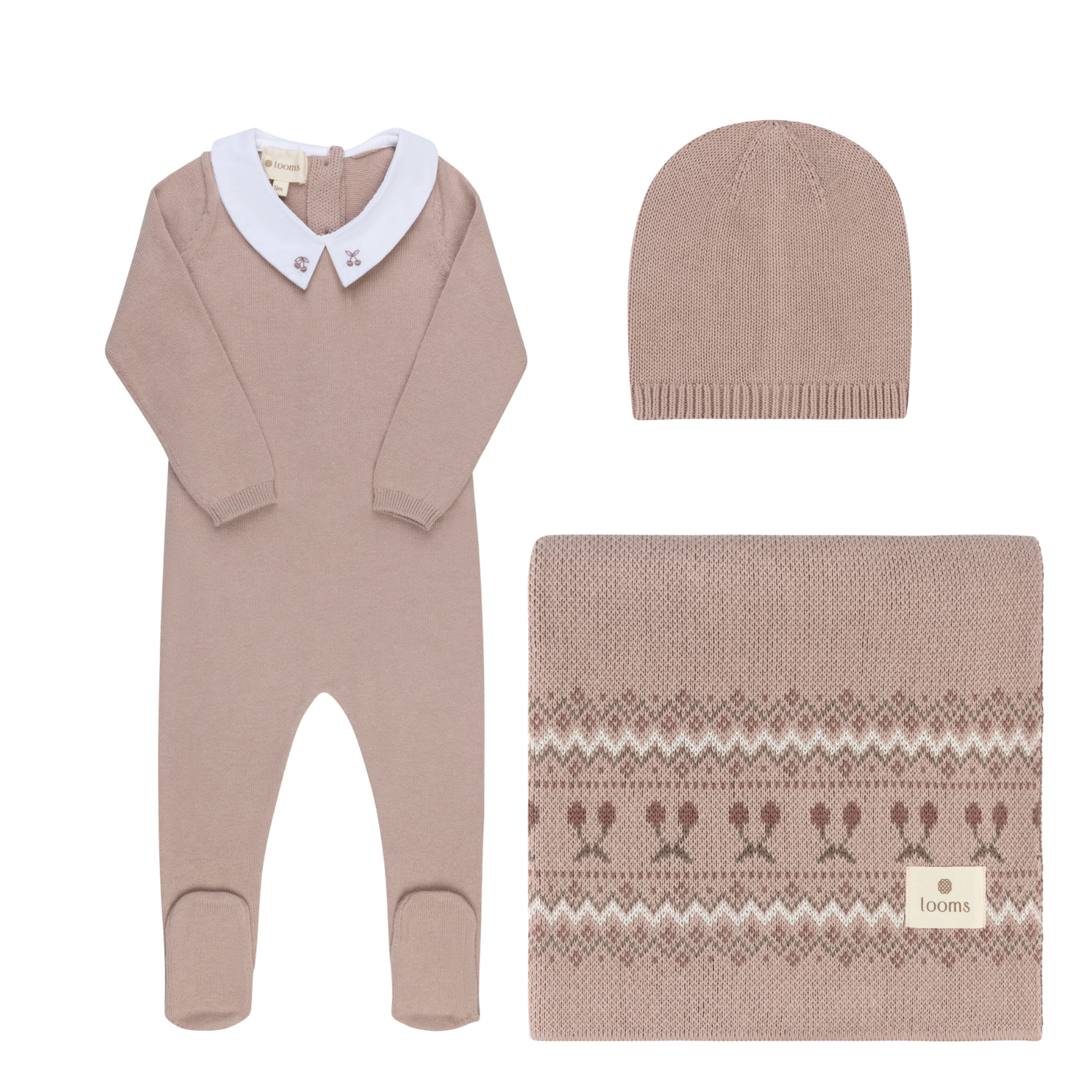 Looms Fair Isle Layette Set - Mauve