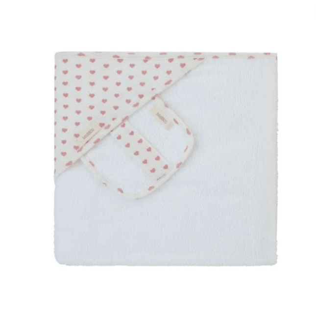 Bambboo Heart Print Towel Wash Cloth