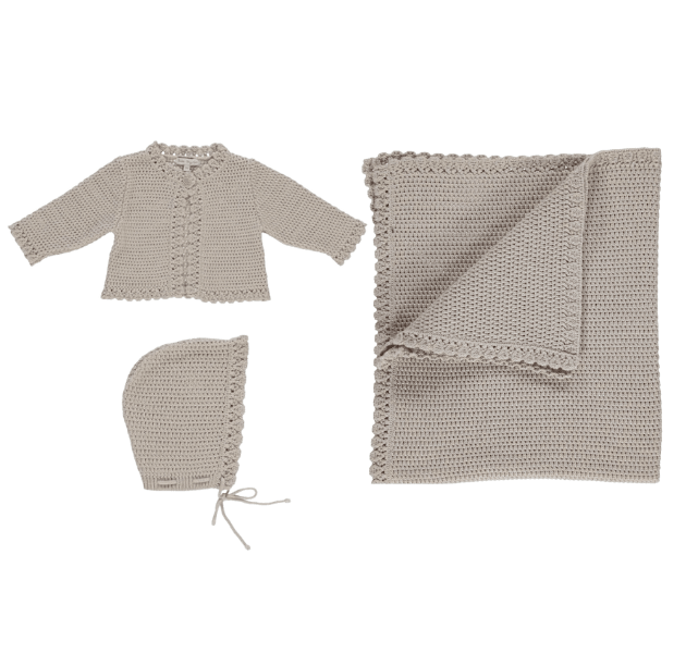 Bebe Organic Daphne Cardigan Hat & Blanket Set