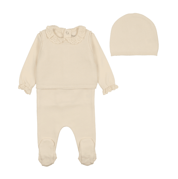 Bee & Dee Grace Footie, Vest & Beanie Set