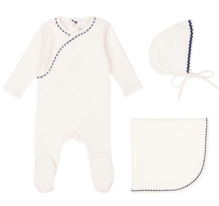 Minilabel Classic Ric Rac Layette Set-Blue/White