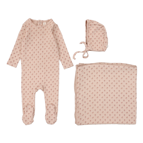 Lilette Ballard Print Layette Set - Dusty Pink