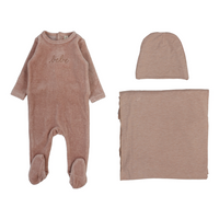 Lilette Velour Bebe Layette Set - Heather Pink