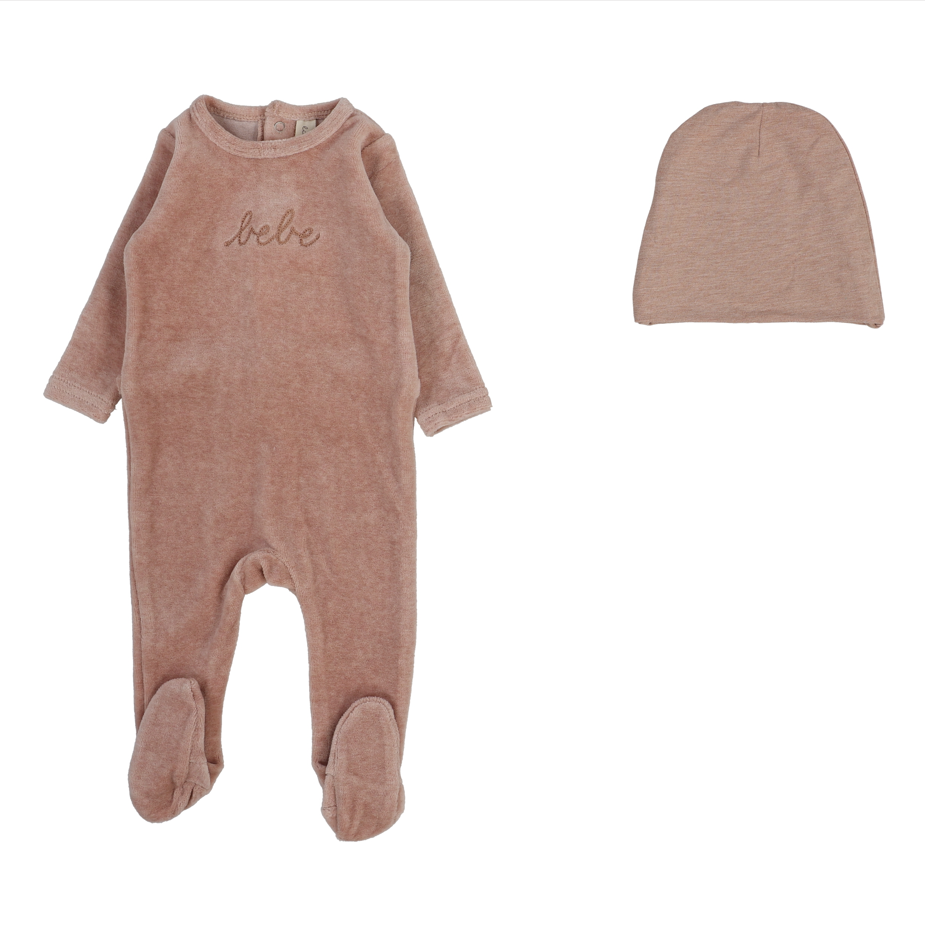Lilette Velour Bebe Footie & Hat - Heather Pink