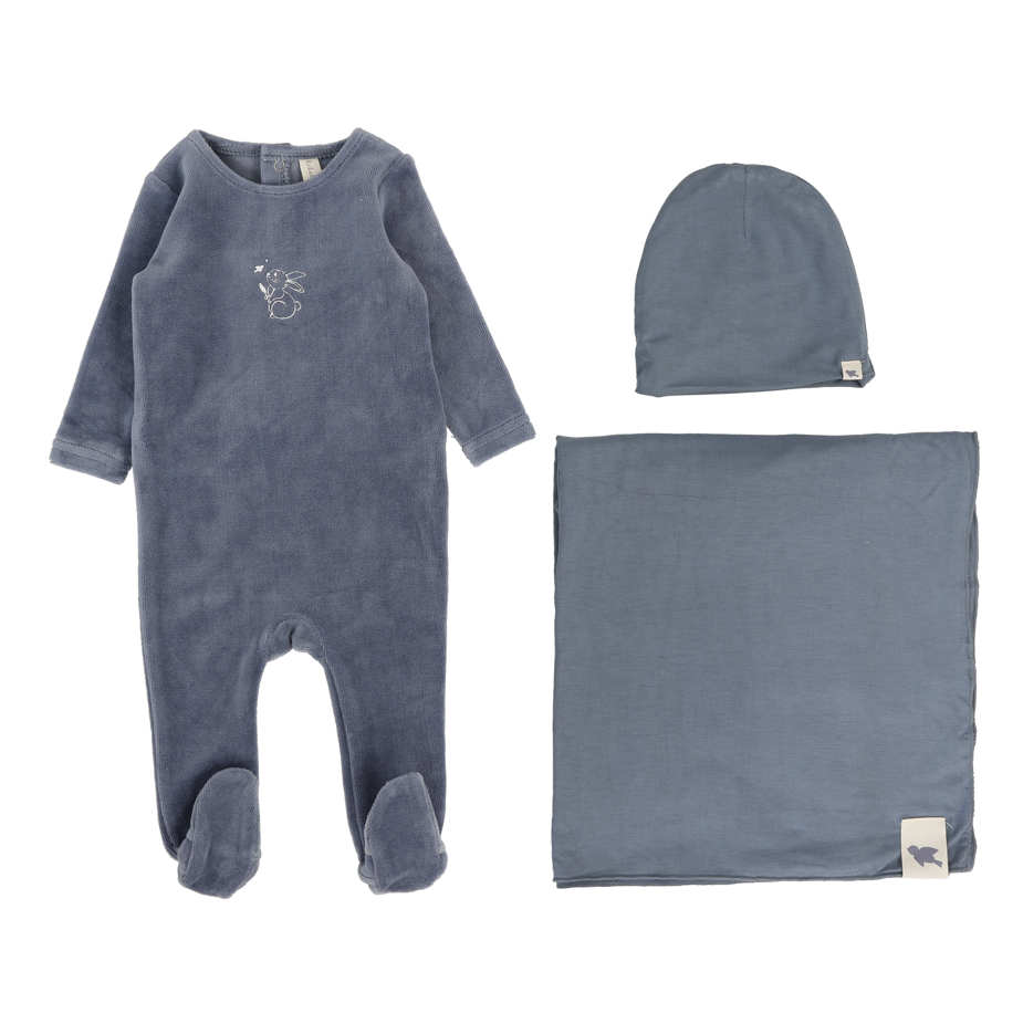 Lilette Velour Forest Graphic Layette Set - Slate