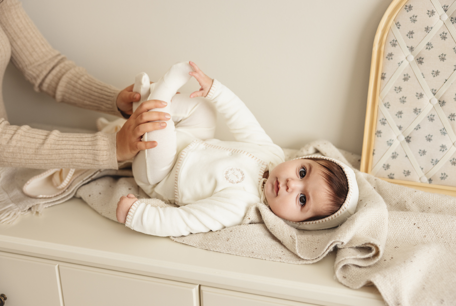 Lilette Velour Cardi Footie & Bonnet - Cream/Pink