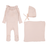 Lilette Fine Pointelle Collar Layette Set - Petal Ruffle