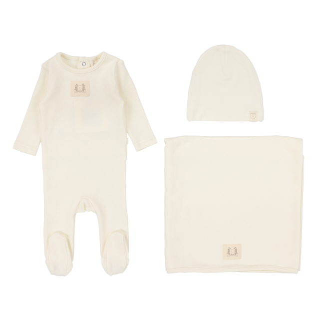 Lilette Pointelle Emblem Layette Set - Cream