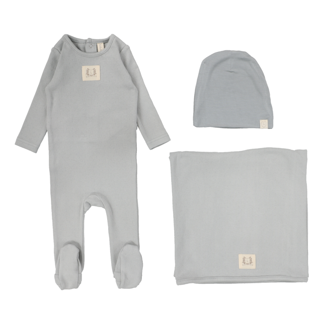 Lilette Pointelle Emblem Layette Set - Light Blue