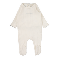 Lilette Pointelle Graphic Footie - Cream/Blue Crown