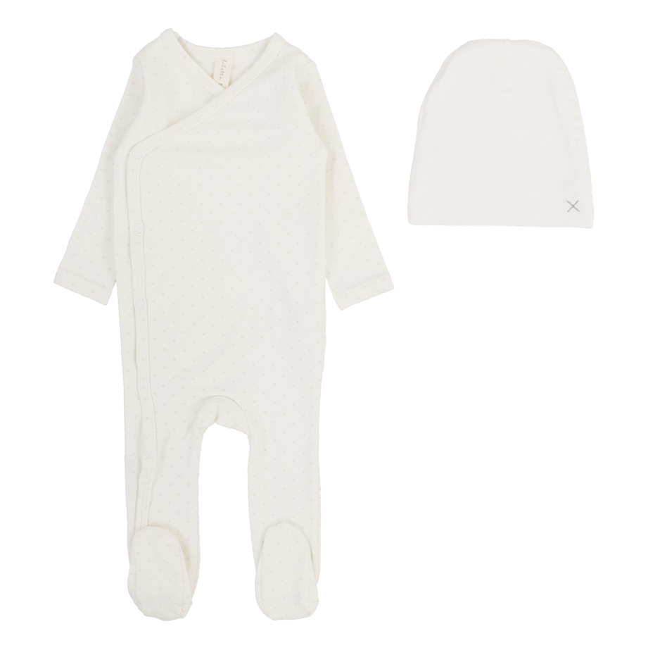 Lilette Take Me Home X Print Footie & Hat - Cream/Oat