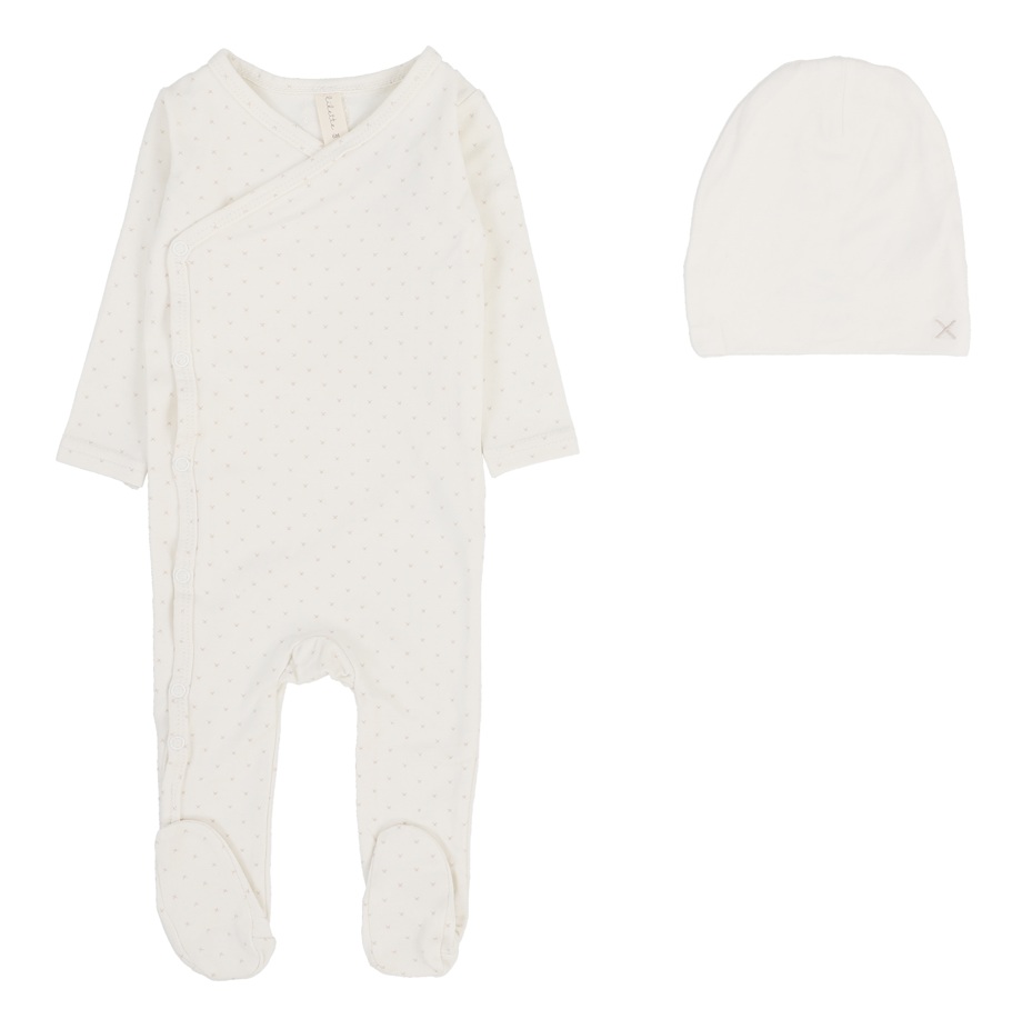Lilette Take Me Home X Print Footie & Hat - Cream/Pink