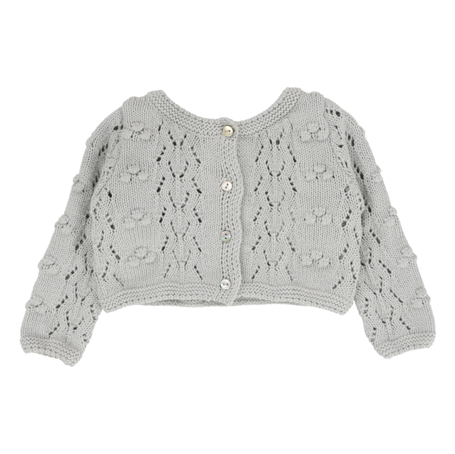 Lilette Popcorn Weave Cardigan & Hat - Light Blue