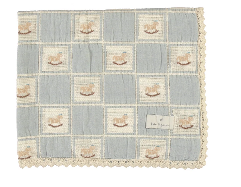 Bebe Organic Rocking Horse Patchwork Blanket-Blue – Babys breath Bebe Organic Rocking Horse Patchwork Blanket-Blue – Babys breath