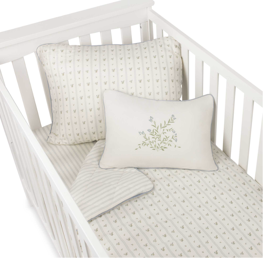 Elys & Co Linear Leaf Crib Set